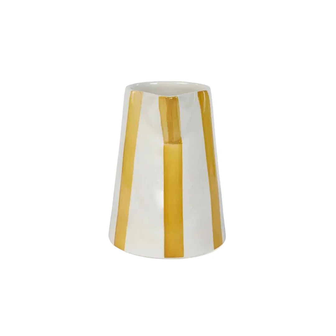 Ceramic Stripe Pitcher, yellow- 8.25 x 8.25 x 8 Inches