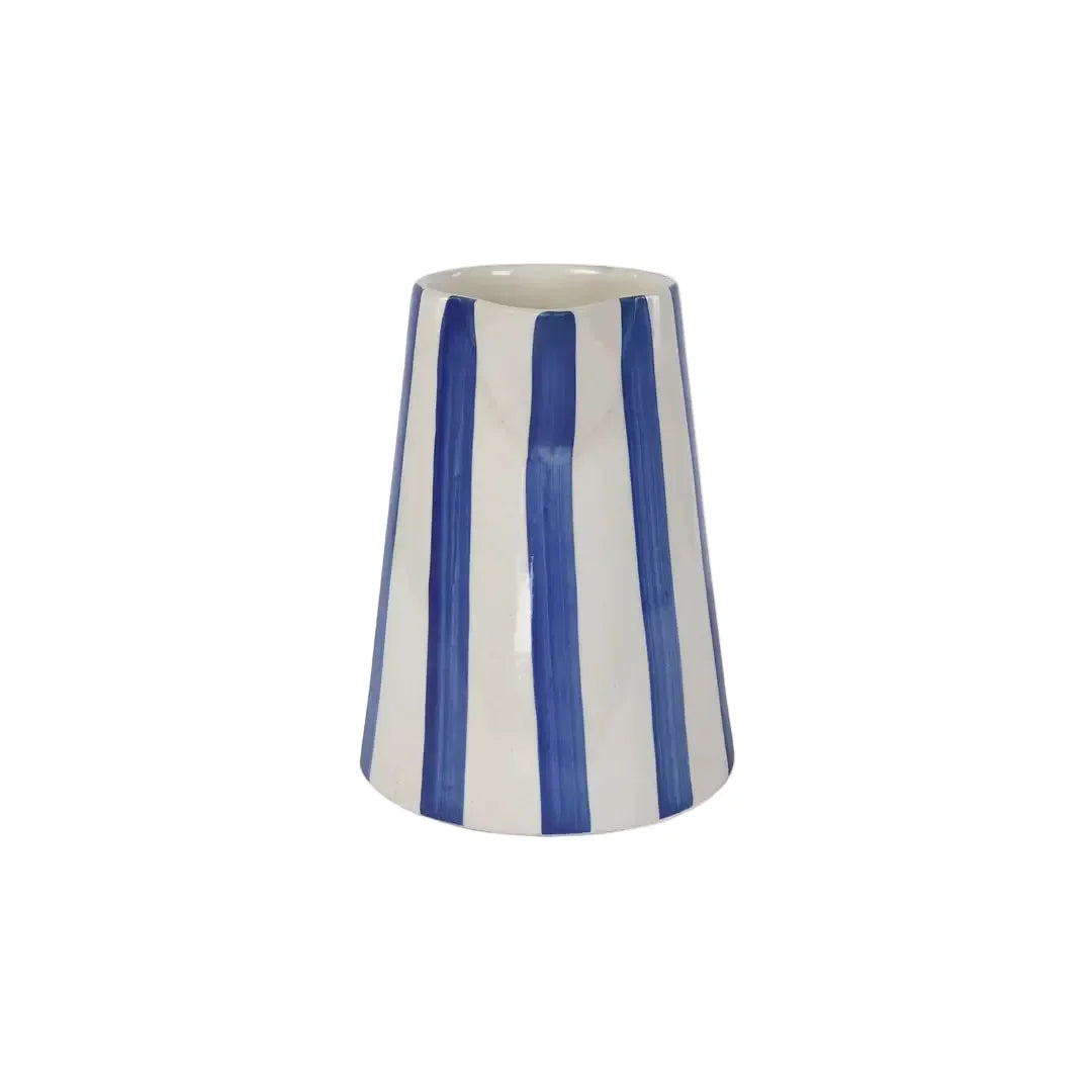Ceramic Stripe Pitcher, Blue - 8.25 x 8.25 x 8 Inches