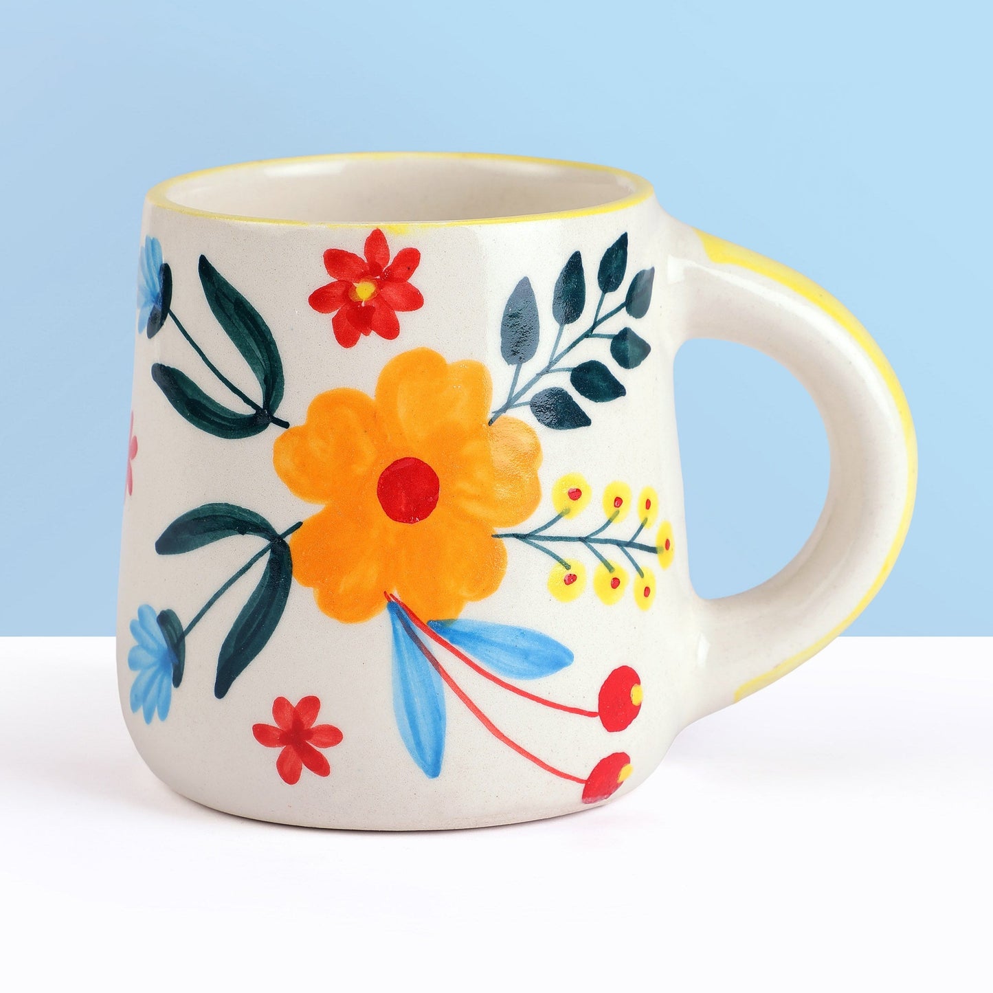 Casa Amarosa Floral Extravaganza Handpainted Stoneware Coffee Mug – Multi, 3.5x2.5 Inch