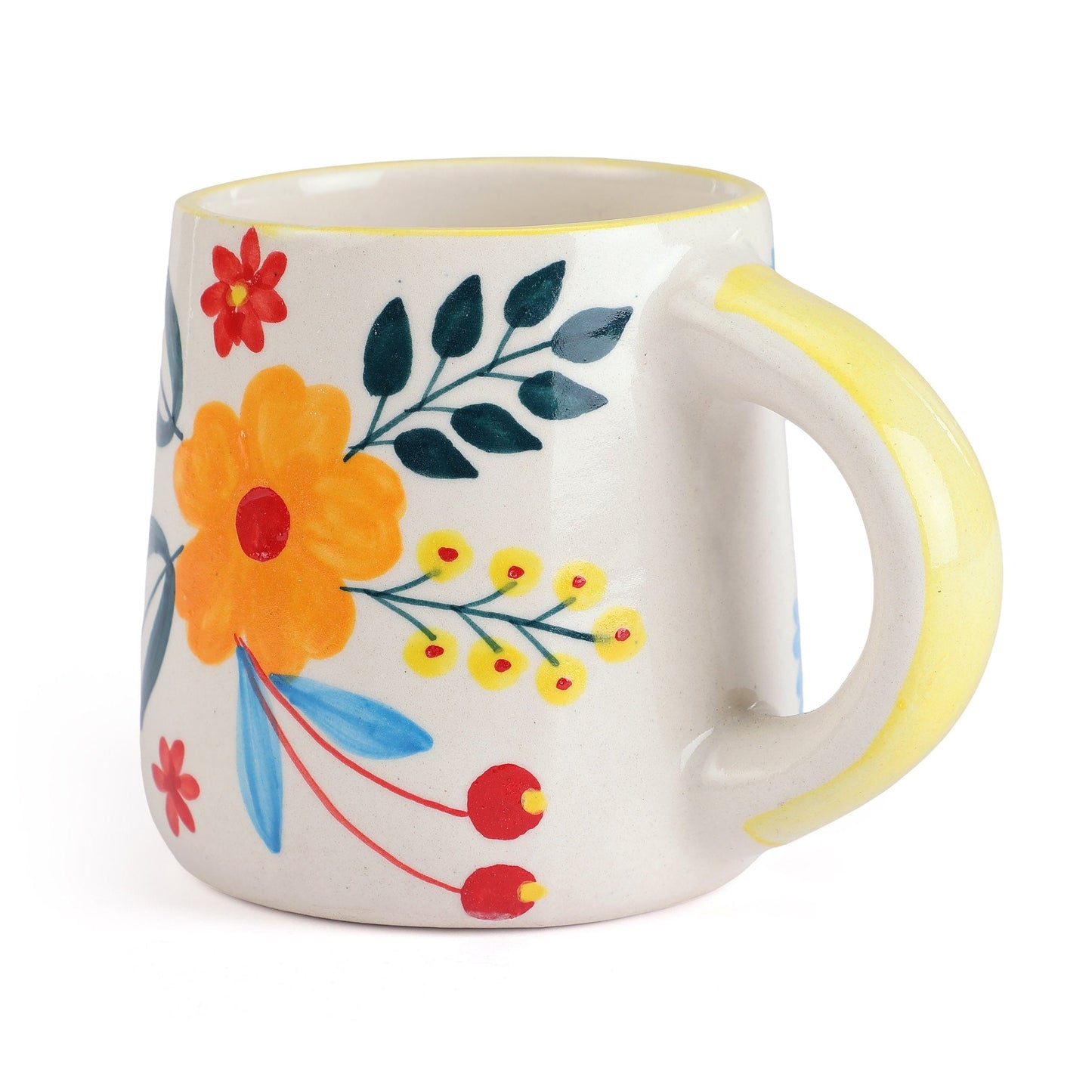 Casa Amarosa Floral Extravaganza Handpainted Stoneware Coffee Mug – Multi, 3.5x2.5 Inch