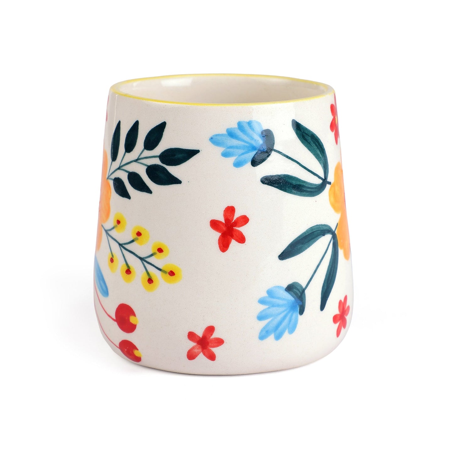 Casa Amarosa Floral Extravaganza Handpainted Stoneware Coffee Mug – Multi, 3.5x2.5 Inch