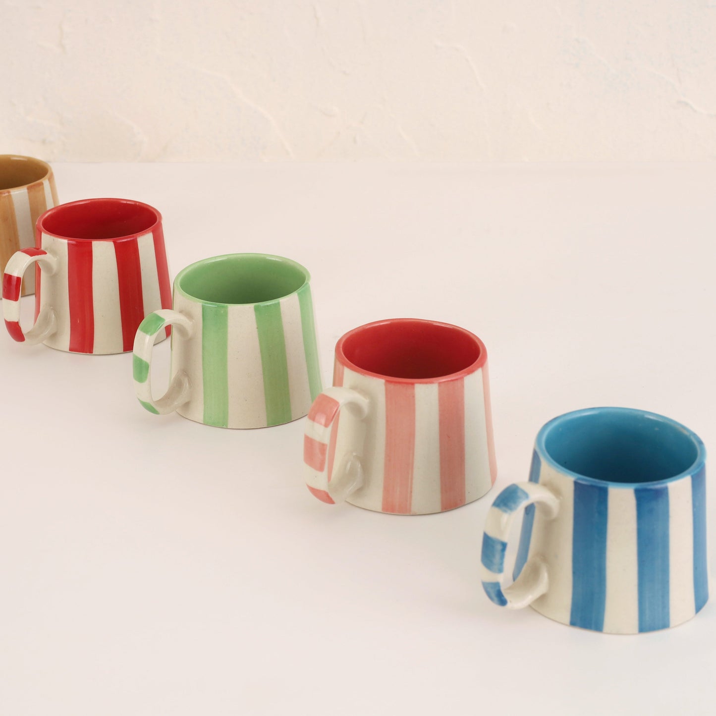 Ceramic Aqua Blue Stripe  Coffee cup- 220ml