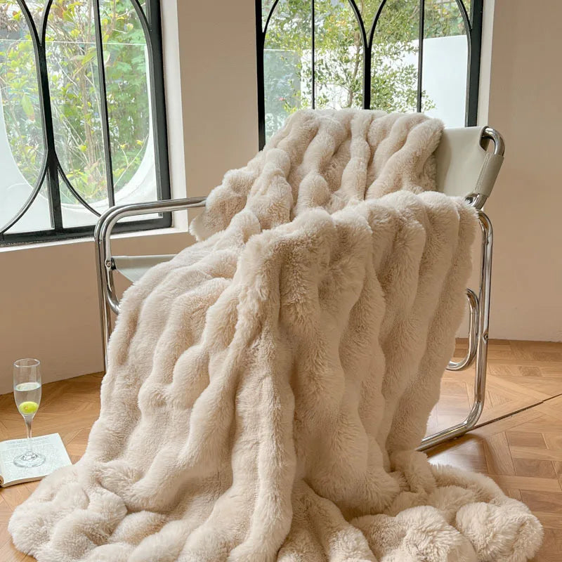 Lux Faux Fur Throw Blanket